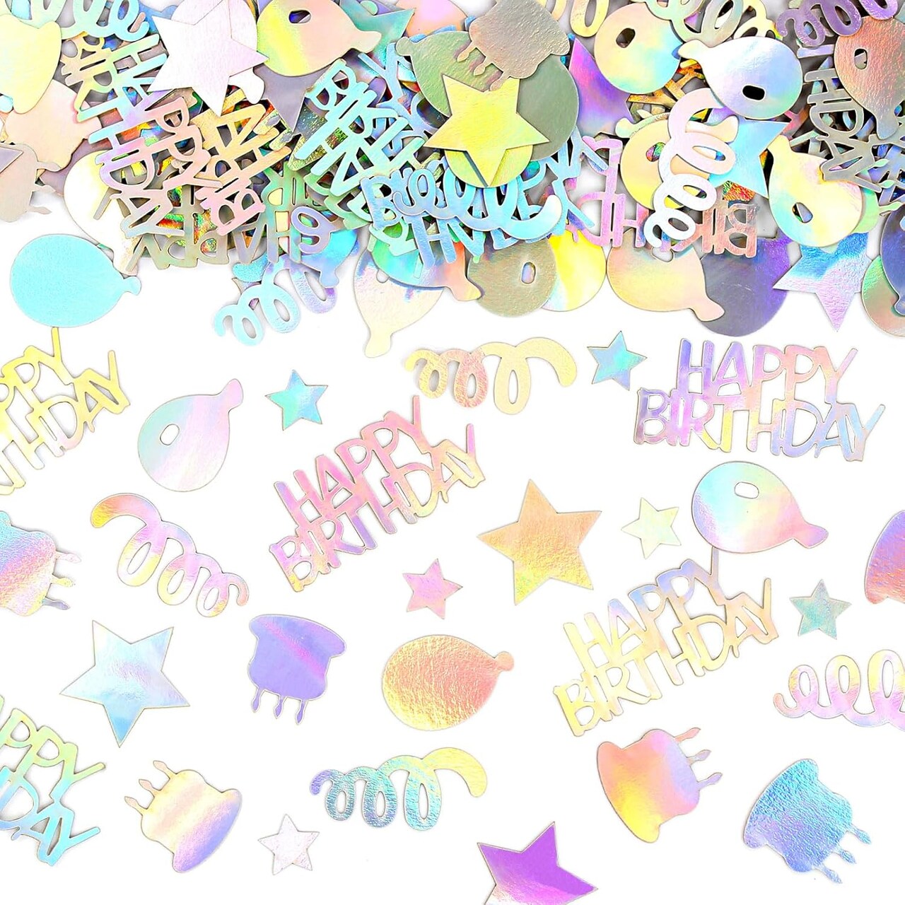 Iridescent Star & Balloon Confetti – Table Scatter for Birthday & Anniversary